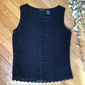 LIZ CLAIBORNE COLLECTION Black Lace Overlay Vest